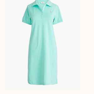 J. Crew Factory Aqua Blue Short Sleeve Cotton Pique Polo Dress NWT Sz M